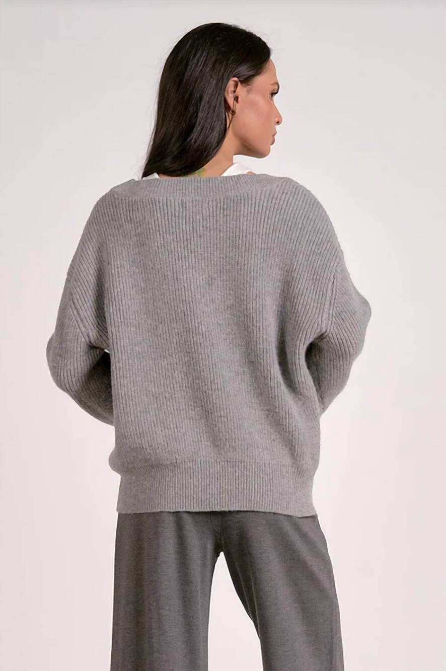 NEW ELAN cool casual sweater in grey - Picture 4 of 4